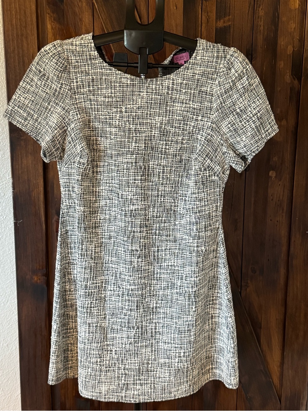 Black & White Textured Short Sleeve Dress